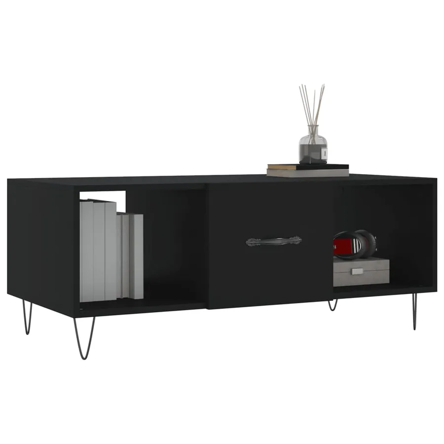 Table basse noir 102x50x40 cm bois d'ingénierie - 3