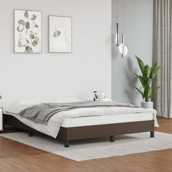 Cadre de lit sans matelas marron 140x200 cm similicuir