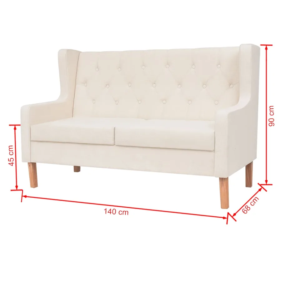 Ensemble de canapés 3 pcs tissu blanc crème - 15