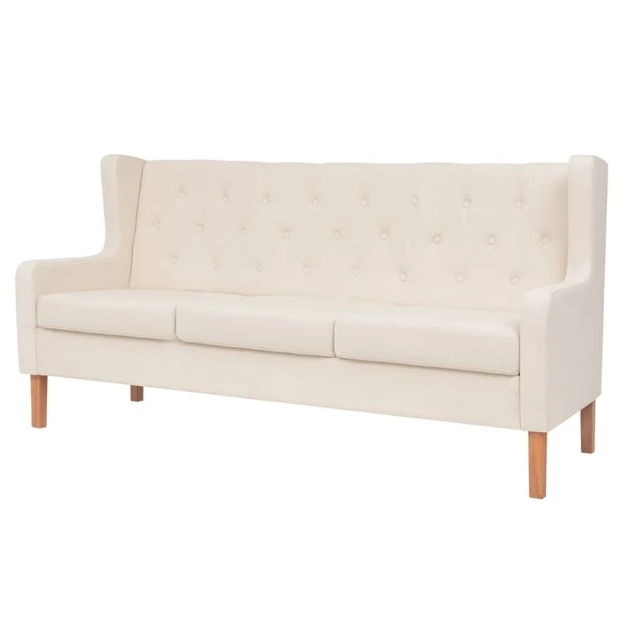 Ensemble de canapés 3 pcs tissu blanc crème - 2