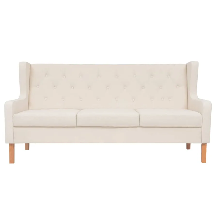 Ensemble de canapés 3 pcs tissu blanc crème - 6