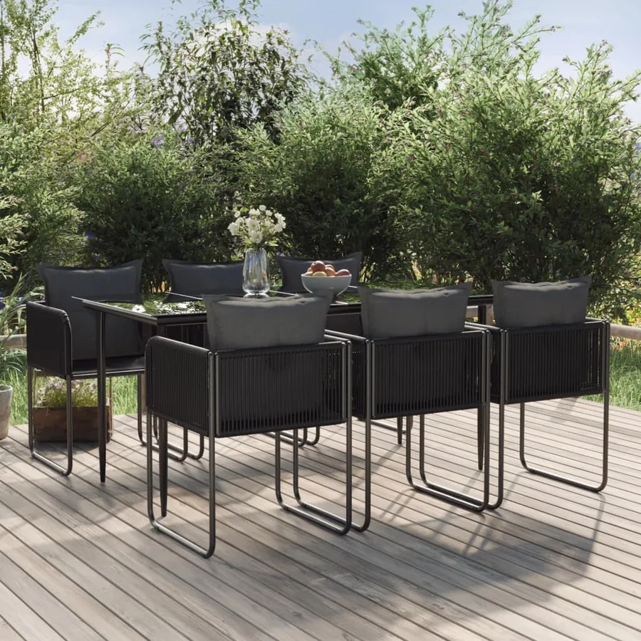 Ensemble à manger de jardin 7 pcs Noir