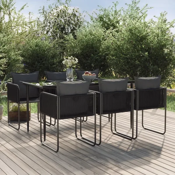Ensemble à manger de jardin 7 pcs Noir