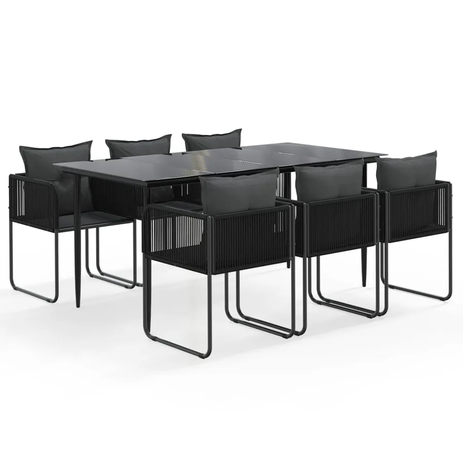 Ensemble à manger de jardin 7 pcs Noir - 2