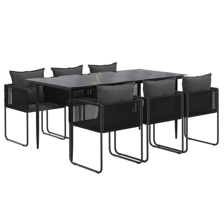 Ensemble à manger de jardin 7 pcs Noir - 3