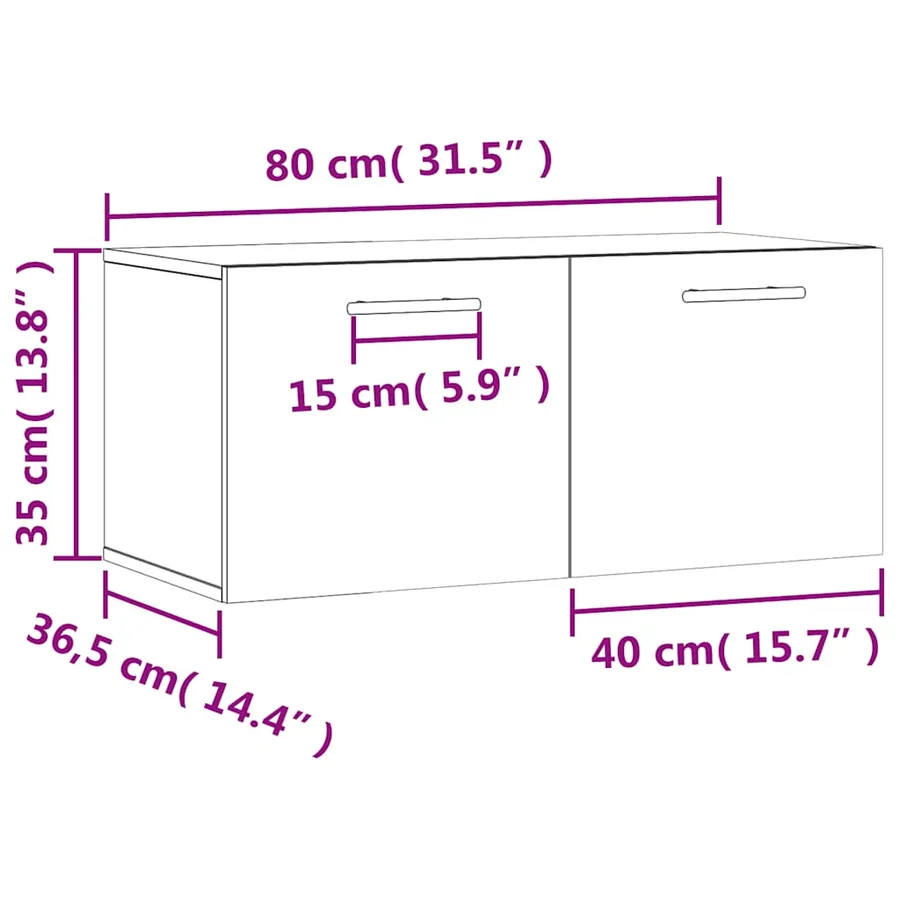 Armoire murale gris béton 80x36,5x35 cm bois d'ingénierie - 12