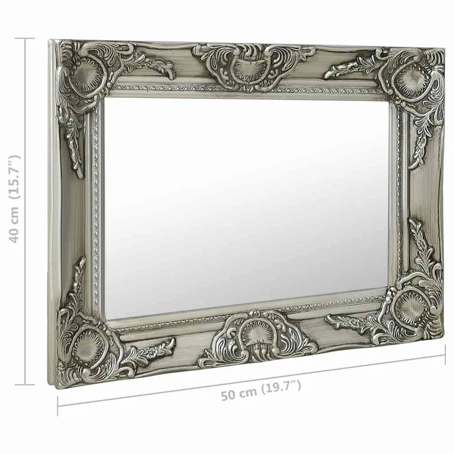 Miroir mural style baroque 50x40 cm Argenté - 6
