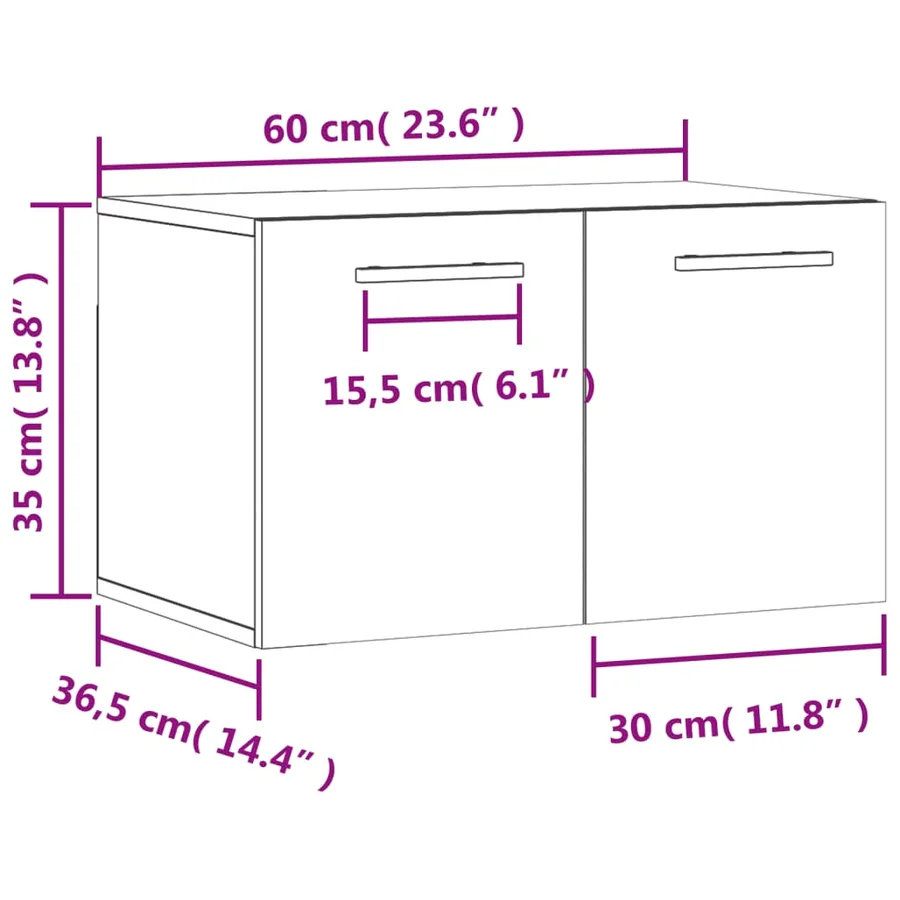 Armoire murale Chêne marron 60x36,5x35 cm Bois d'ingénierie - 12