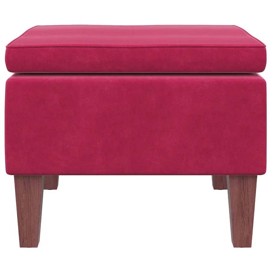 Tabouret avec pieds en bois Rouge bordeaux Velours - 3