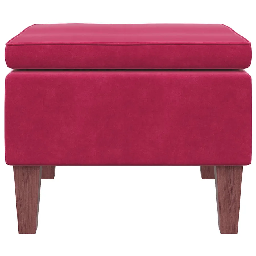 Tabouret avec pieds en bois Rouge bordeaux Velours - 4