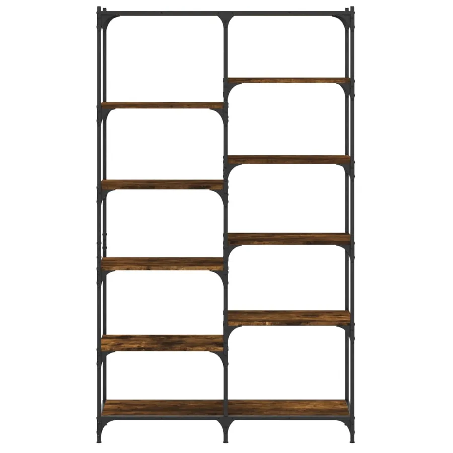 Bibliothèque chêne fumé 100x32x170 cm bois d'ingénierie et fer - 4