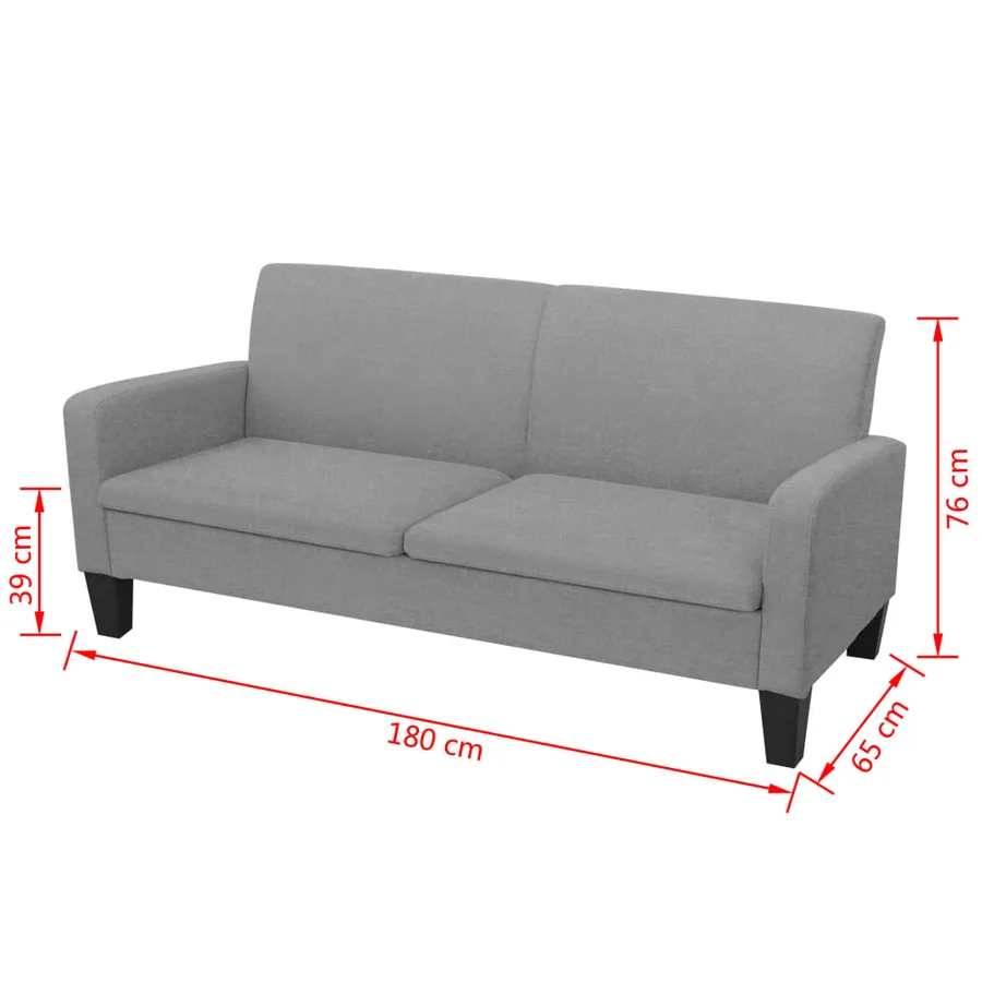Canapé à 3 places 180 x 65 x 76 cm Gris clair - 4