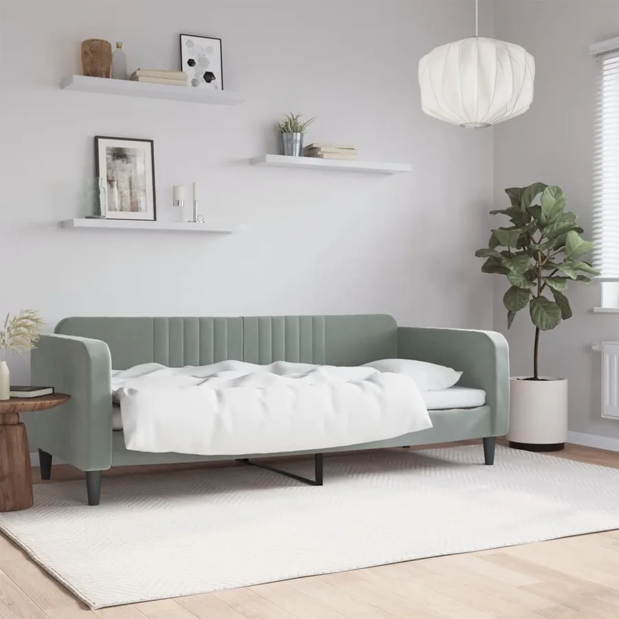 Lit de repos sans matelas gris clair 80x200 cm velours