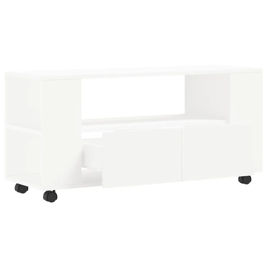 Meuble TV blanc 102x34,5x43 cm bois d'ingénierie - 5