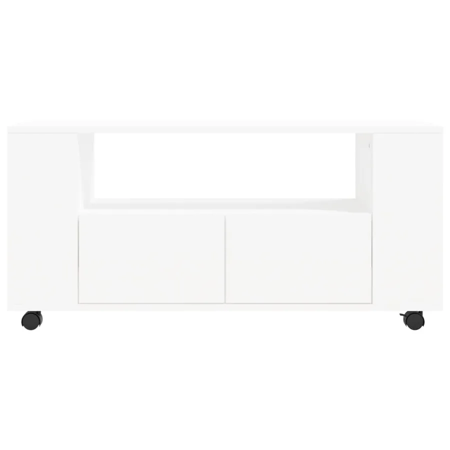 Meuble TV blanc 102x34,5x43 cm bois d'ingénierie - 6
