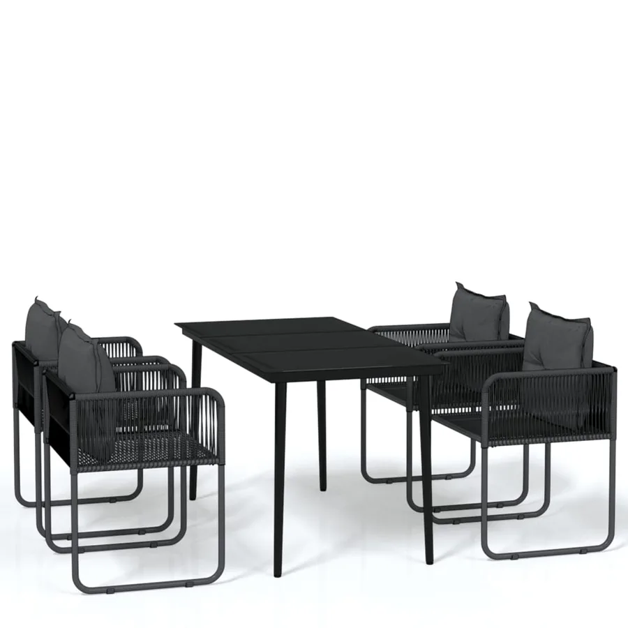 Ensemble à manger de jardin 5 pcs Noir - 2