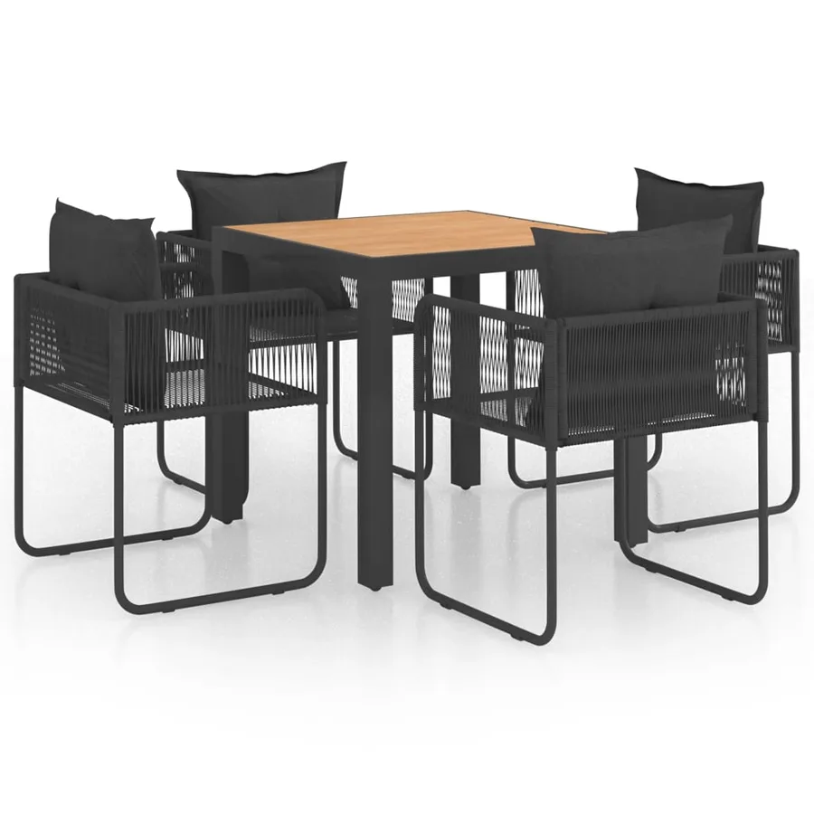 Ensemble à manger de jardin 5pcs PVC résine tressée noir marron - 2