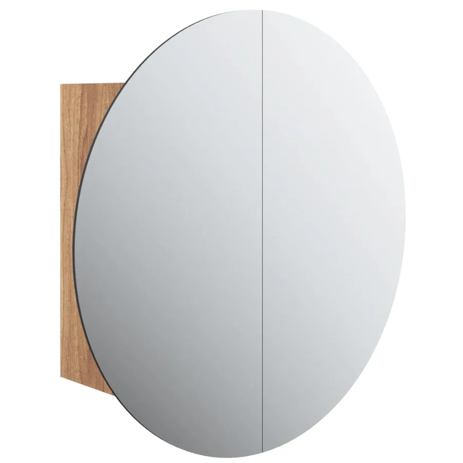 Armoire de salle de bain miroir rond et LED Chêne 47x47x17,5 cm - 2