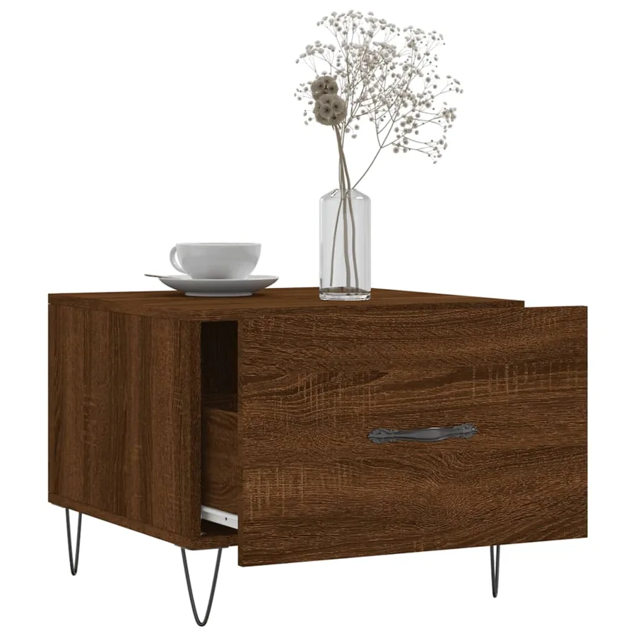 Table basse Chêne marron 50x50x40 cm Bois d'ingénierie - 4