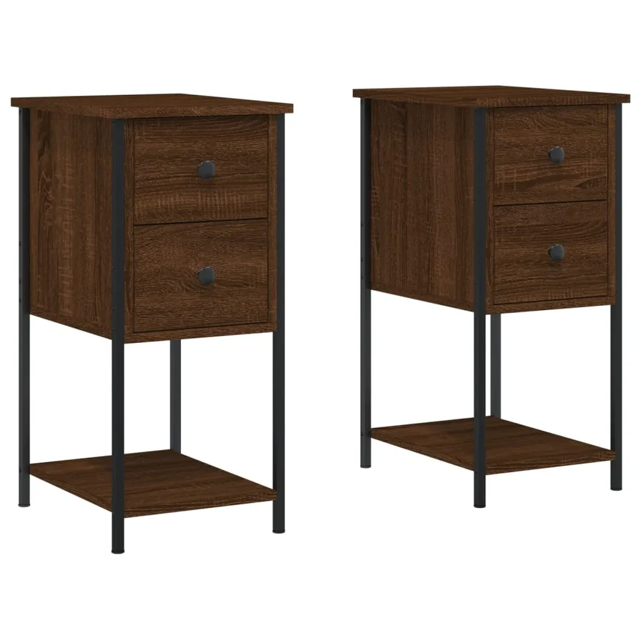 Tables de chevet 2pcs chêne marron 32x42x70cm Bois d'ingénierie - 2