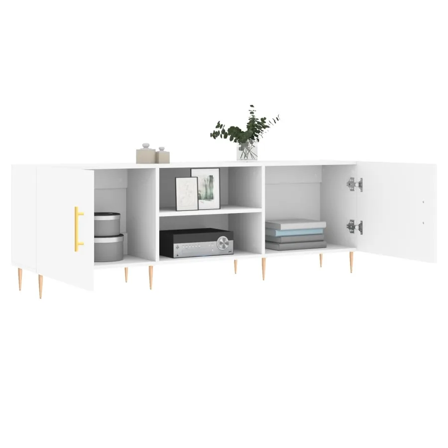 Meuble TV blanc 150x30x50 cm bois d'ingénierie - 4