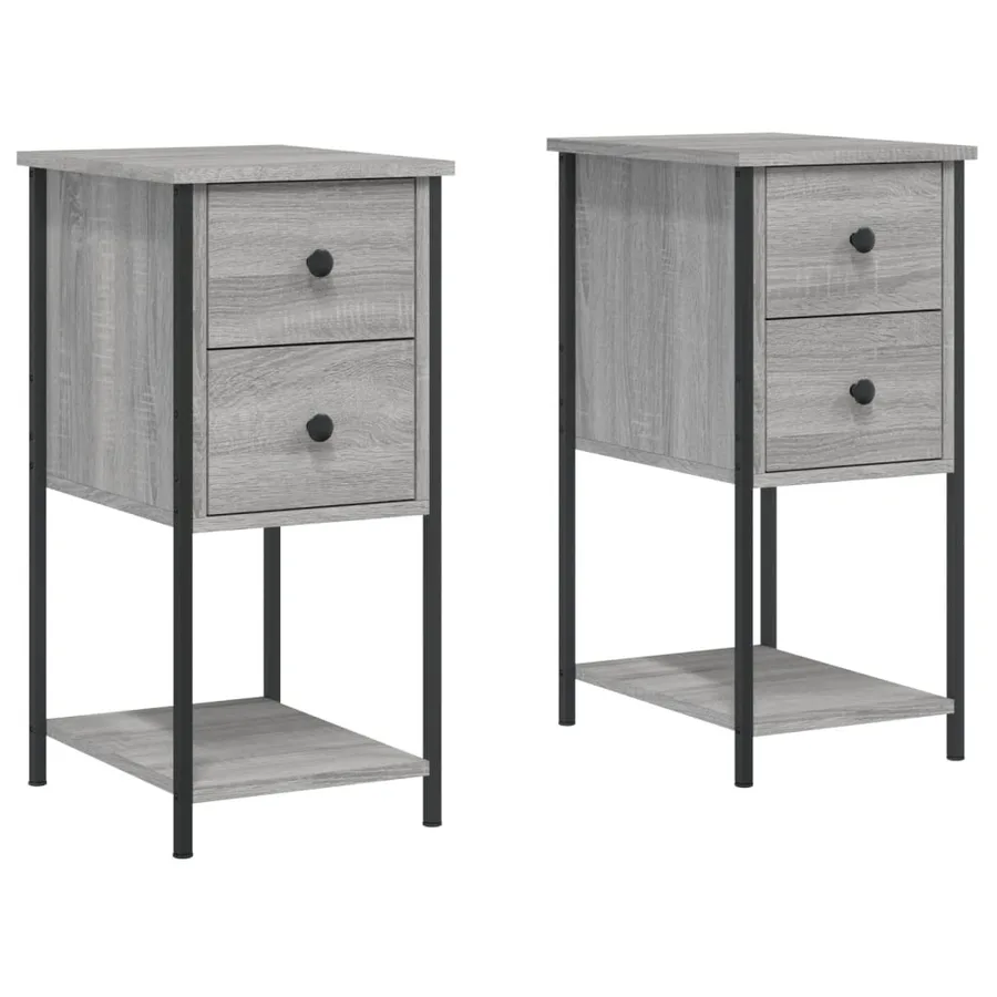 Tables de chevet 2 pcs sonoma gris 32x42x70cm bois d'ingénierie - 2