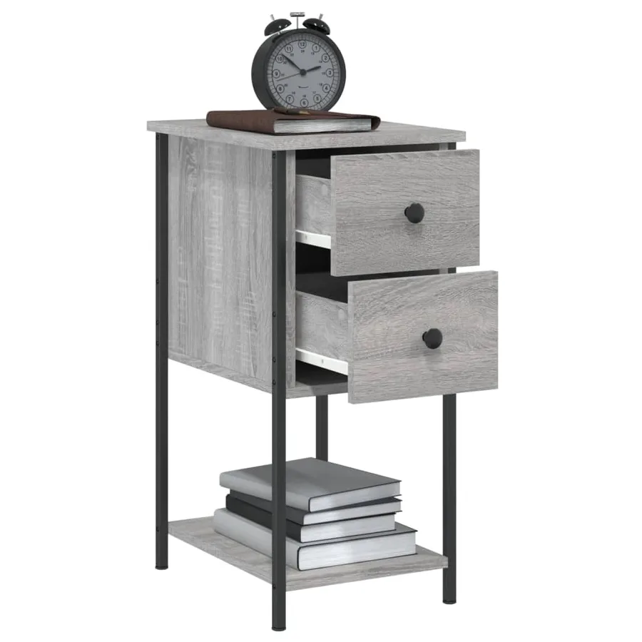 Tables de chevet 2 pcs sonoma gris 32x42x70cm bois d'ingénierie - 5