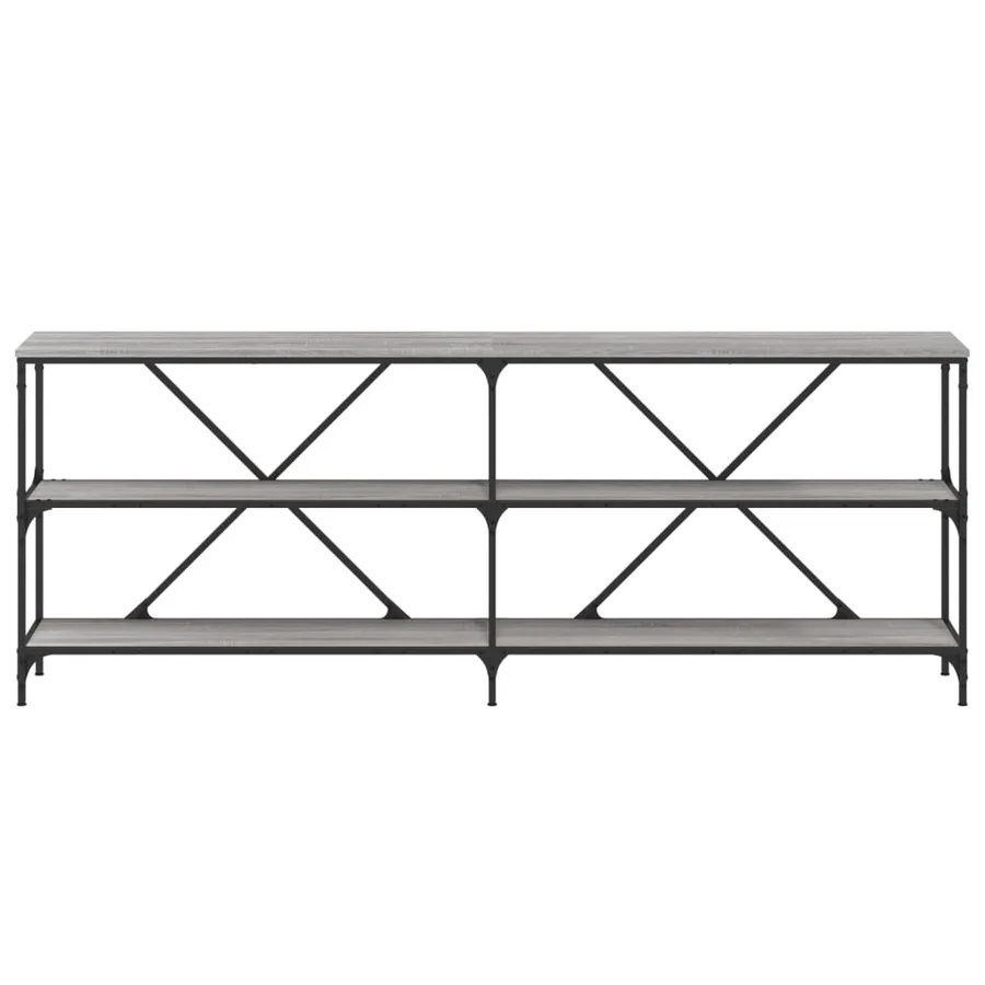 Table console sonoma gris 200x30x75 cm bois d'ingénierie et fer - 4