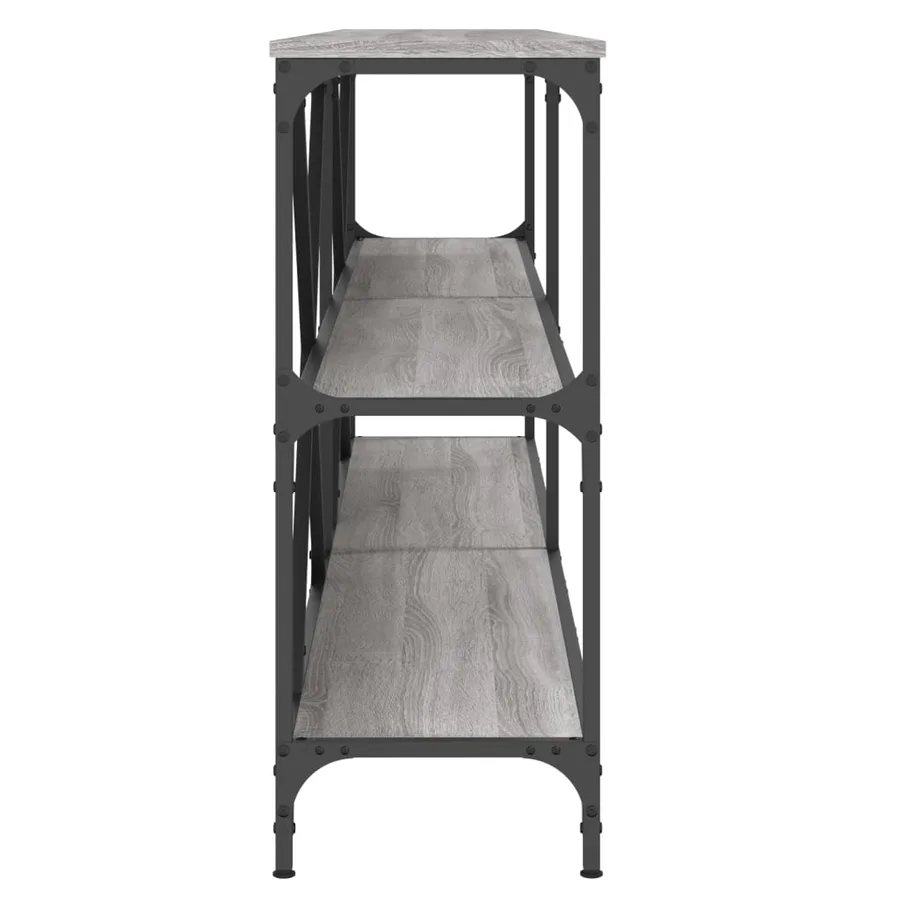 Table console sonoma gris 200x30x75 cm bois d'ingénierie et fer - 5