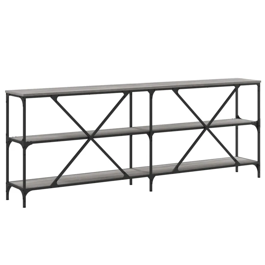 Table console sonoma gris 200x30x75 cm bois d'ingénierie et fer - 6