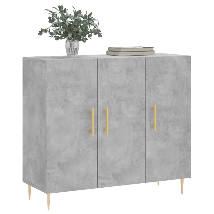 Buffet gris béton 90x34x80 cm bois d'ingénierie - 3