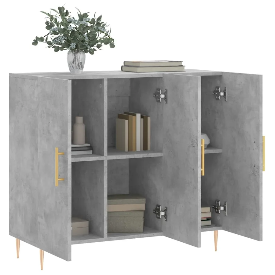 Buffet gris béton 90x34x80 cm bois d'ingénierie - 4