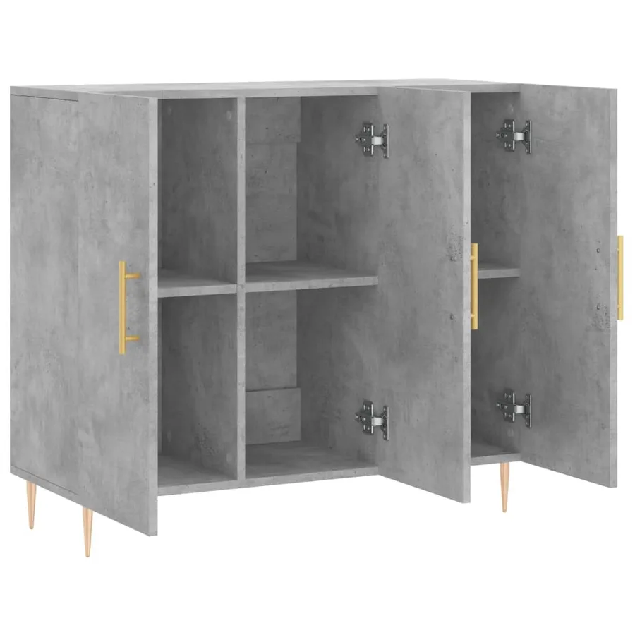 Buffet gris béton 90x34x80 cm bois d'ingénierie - 5