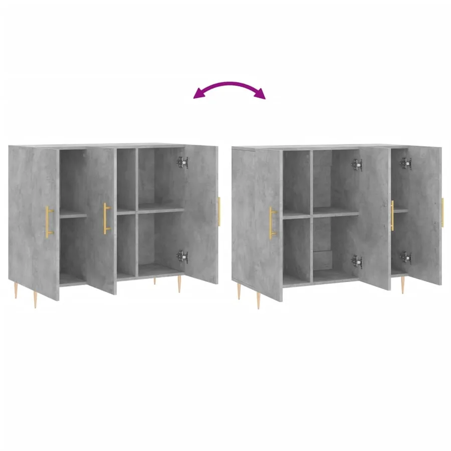 Buffet gris béton 90x34x80 cm bois d'ingénierie - 9