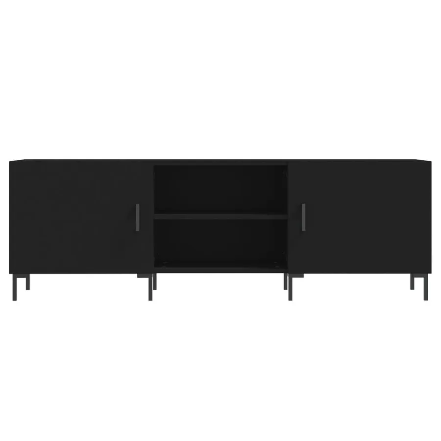 Meuble TV noir 150x30x50 cm bois d'ingénierie - 5