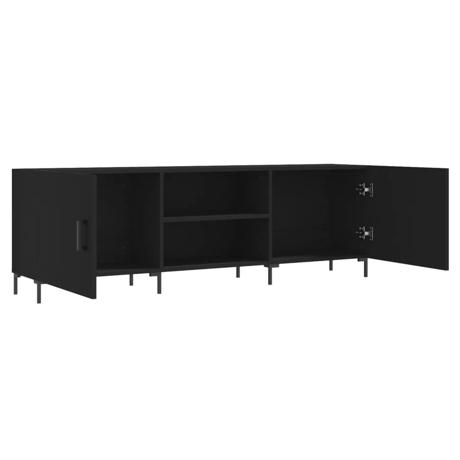 Meuble TV noir 150x30x50 cm bois d'ingénierie - 6