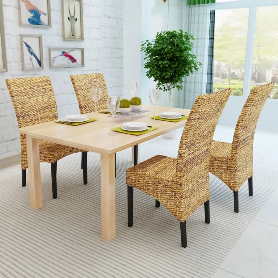 Chaises à manger lot de 4 bois solide de manguier et abaca - 3