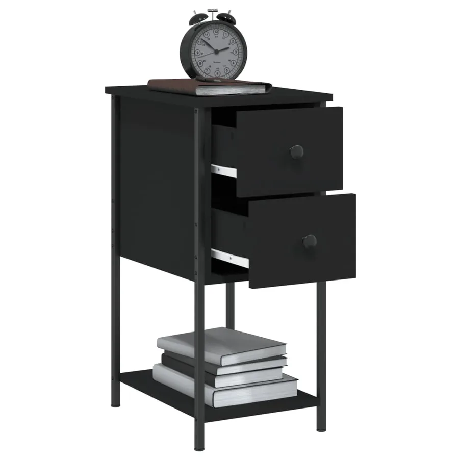 Table de chevet noir 32x42x70 cm bois d’ingénierie - 4