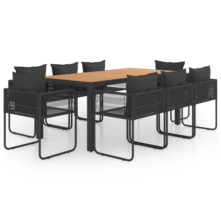 Ensemble à manger de jardin 9pcs PVC résine tressée noir marron - 2