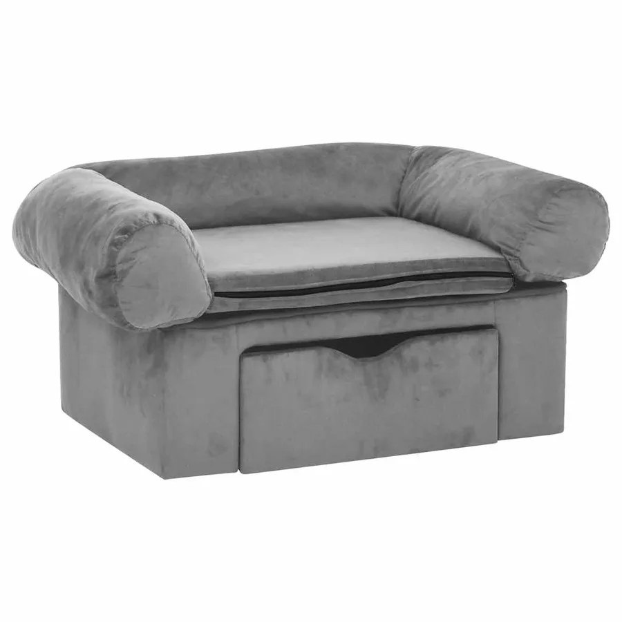 Canapé pour chien avec tiroir Gris 75x50x38 cm Peluche - 2