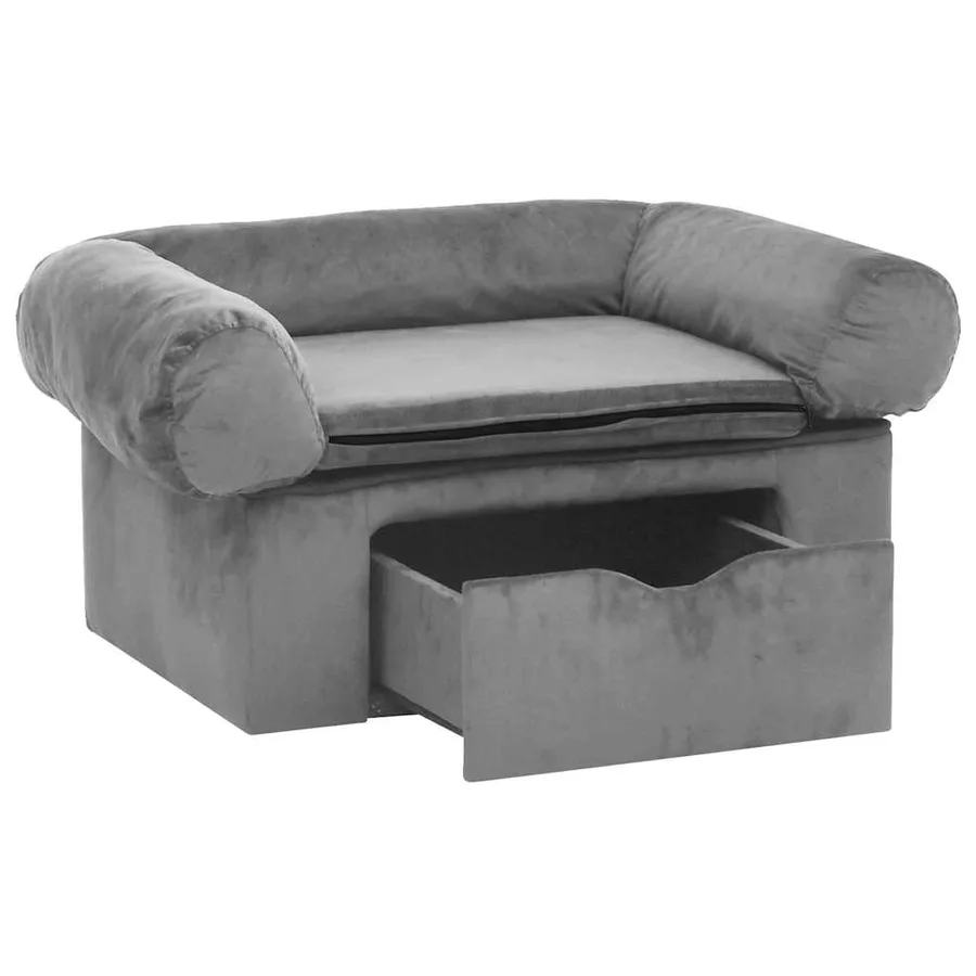 Canapé pour chien avec tiroir Gris 75x50x38 cm Peluche - 3