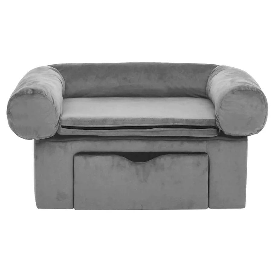 Canapé pour chien avec tiroir Gris 75x50x38 cm Peluche - 4