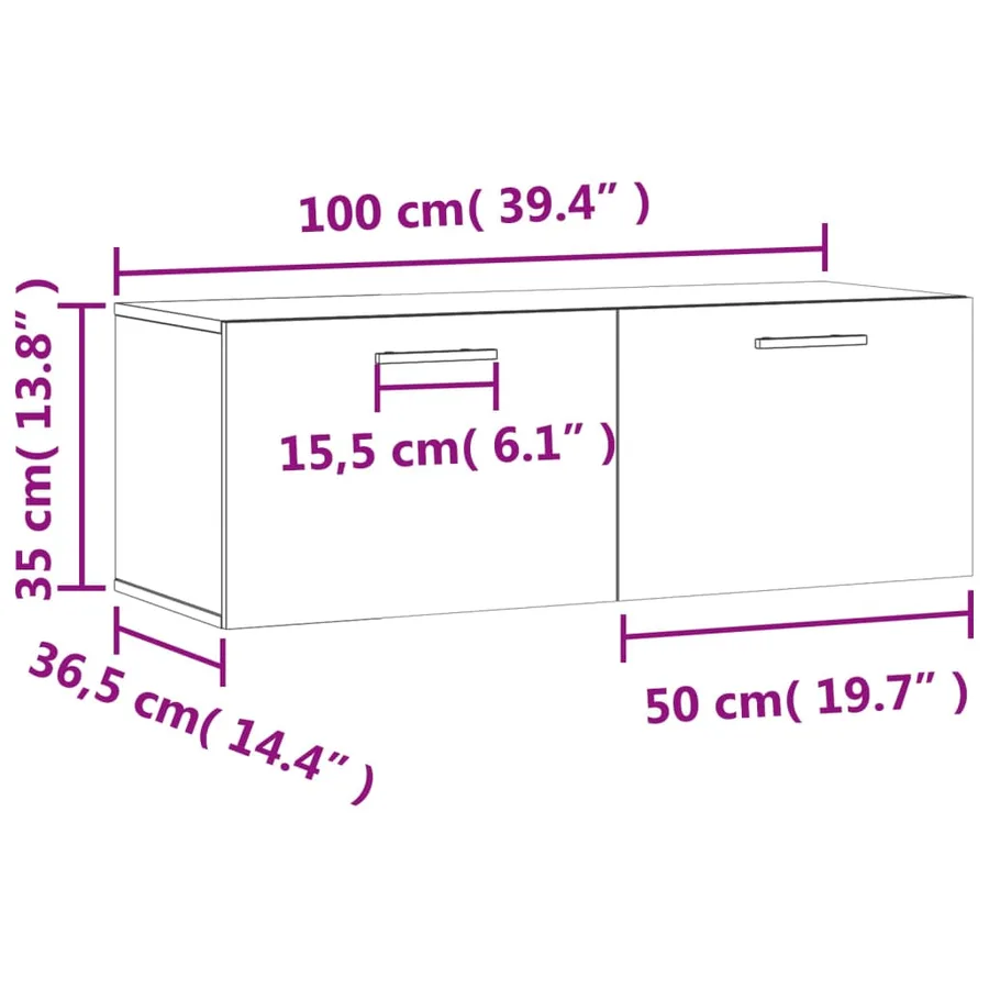 Armoire murale blanc 100x36,5x35 cm bois d'ingénierie - 12