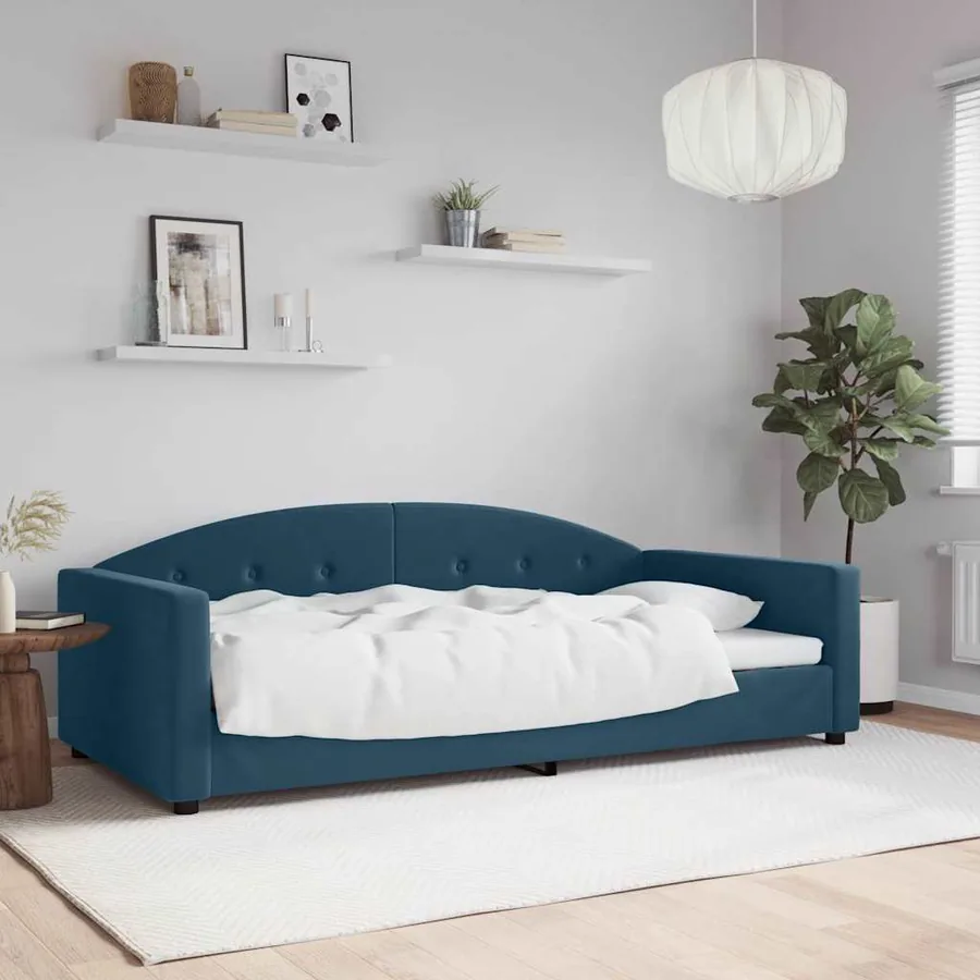 Lit de repos sans matelas bleu 100x200 cm velours