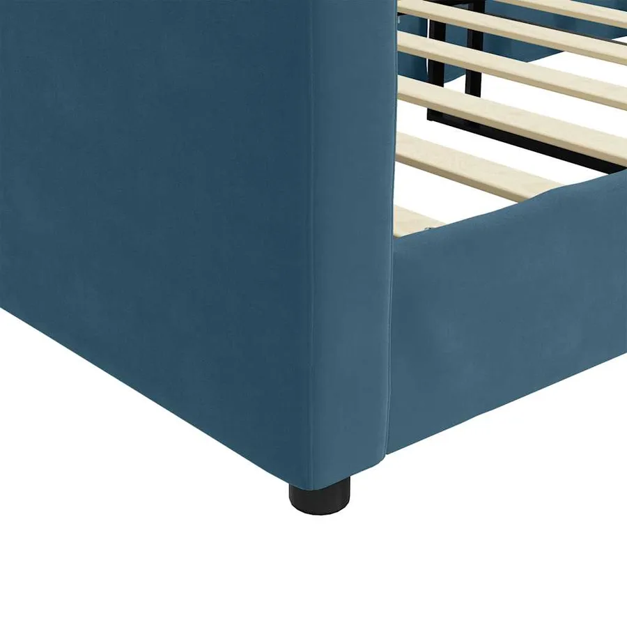 Lit de repos sans matelas bleu 100x200 cm velours - 6
