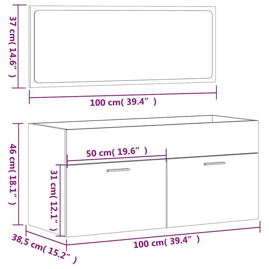 Armoire de salle de bain avec miroir blanc bois d'ingénierie - 11