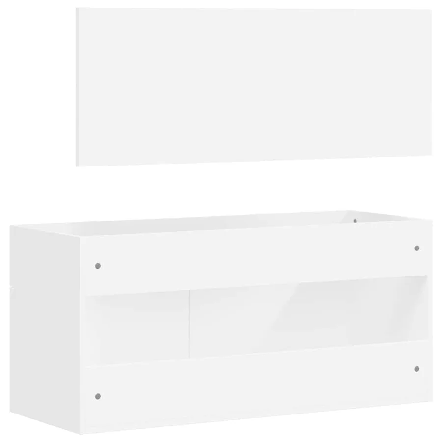 Armoire de salle de bain avec miroir blanc bois d'ingénierie - 7