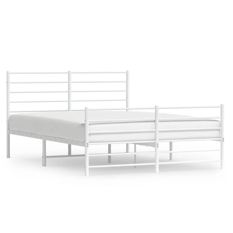 Cadre de lit métal sans matelas et pied de lit blanc 140x200 cm - 2