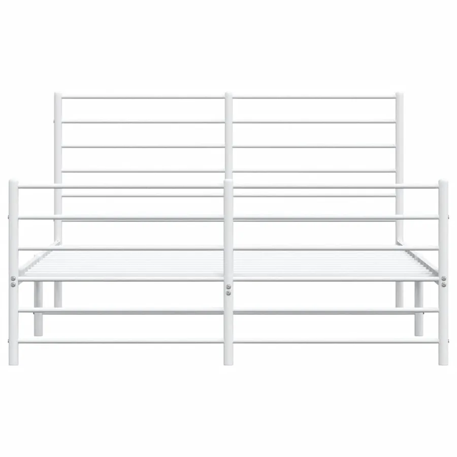 Cadre de lit métal sans matelas et pied de lit blanc 140x200 cm - 6