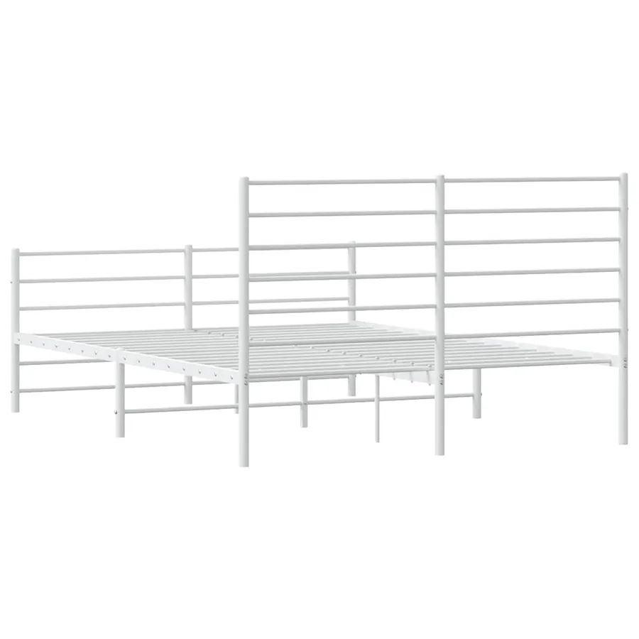 Cadre de lit métal sans matelas et pied de lit blanc 140x200 cm - 8